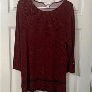 Liz Claiborne Red Geometric Blouse